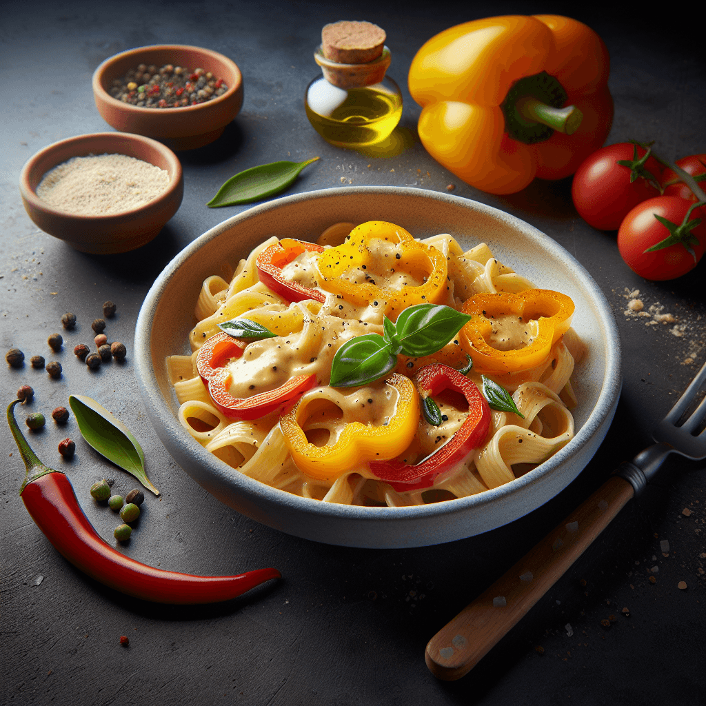 Cremige Paprika-Butterkäse-Sauce mit Pasta